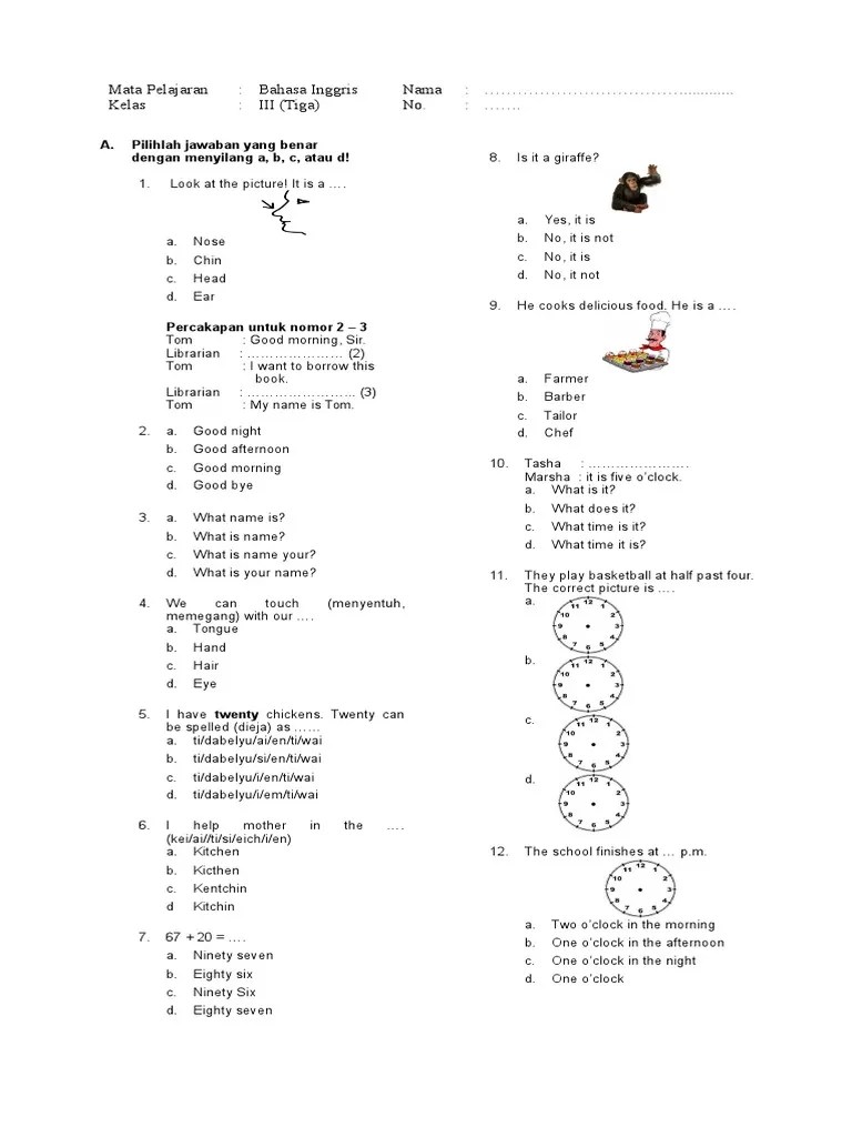 Soal bahasa inggris kelas 3 sd semester 2 pdf. Lat Soal Bahasa Inggris Kelas 3 Sd Pdf Cooking Kitchen