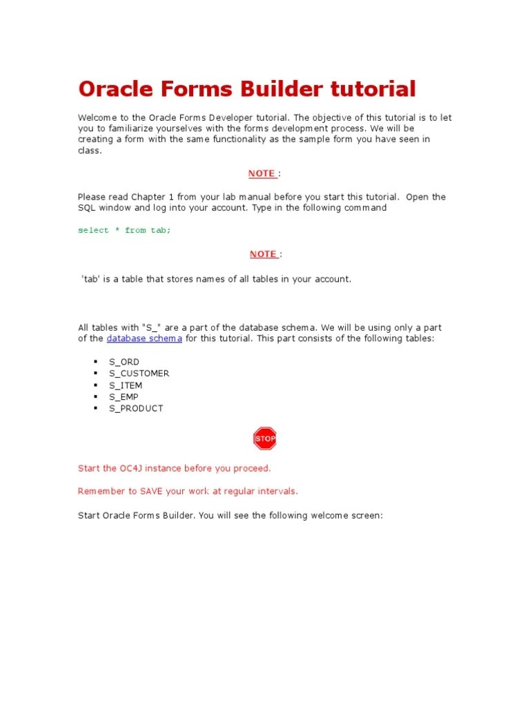 Oracle Forms Developer Tutorial | PDF | Pl/Sql | Databases
