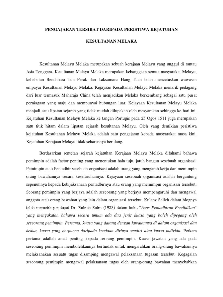 Jawapan esei buku teks ting 4. Pngajaran Daripada Kejatuhan Kerajaan Melaka Pdf