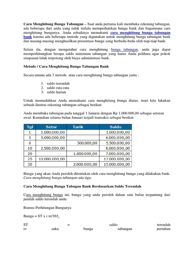 Contoh Soal Mencari Tabungan Awal