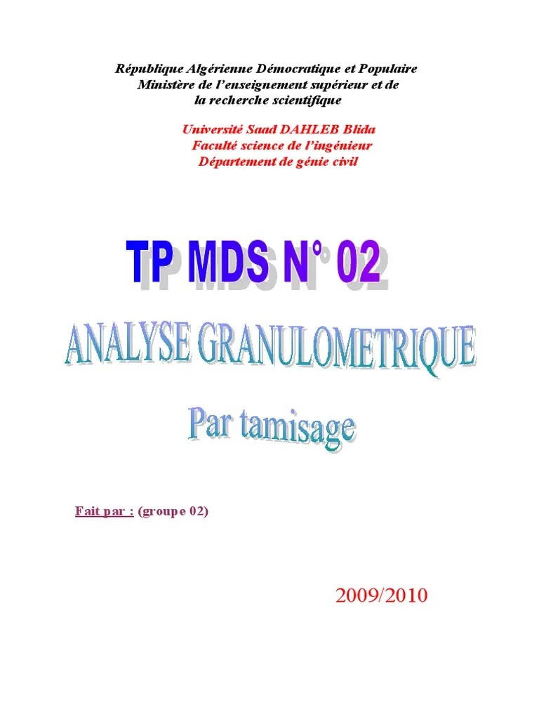 TP Analyse Granulometrique Par Tamisage | PDF | La nature | Science