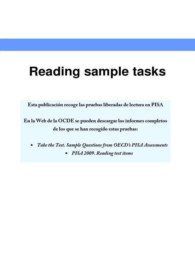 Pisa Sample Reading Test | PDF | Programme For International Student Assessment | Genetics