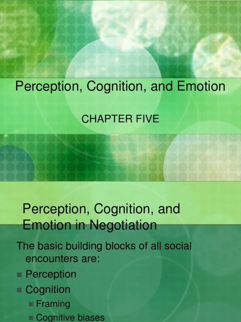Chapter 5 Perception, Cognition, And Emotion | PDF | Negotiation | Perception
