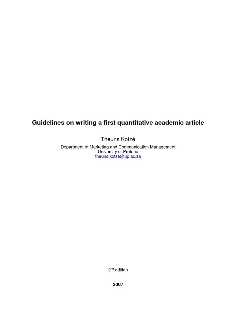 Writing An Academic Journal Article | PDF