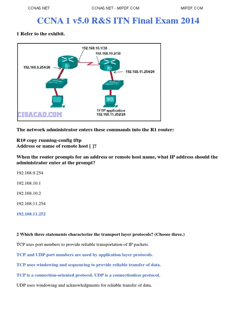 Examen Final Ccna1 V5.0 | PDF | Network Switch | Internet Protocol Suite
