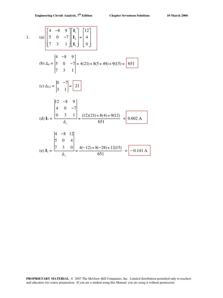 Engineering Circuit Analysis 7th Edition: Chapter 17 Solution | PDF ...