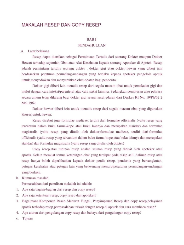 Makalah Resep Dan Copy Resep | PDF