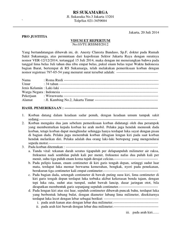 Contoh Surat Visum Penganiayaan Kumpulan Contoh Surat Dan Soal Terlengkap 