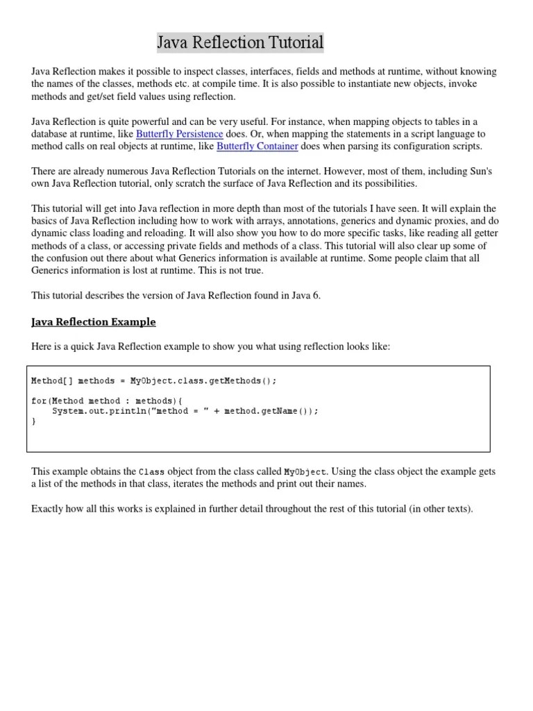 Java Reflection Tutorial PDF | PDF | Class (Computer Programming ...