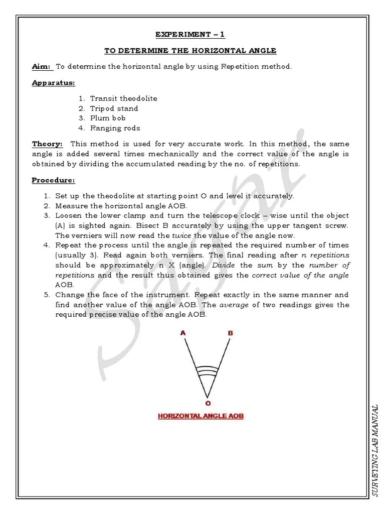 Survey Lab Manual Diploma Surveying Angle