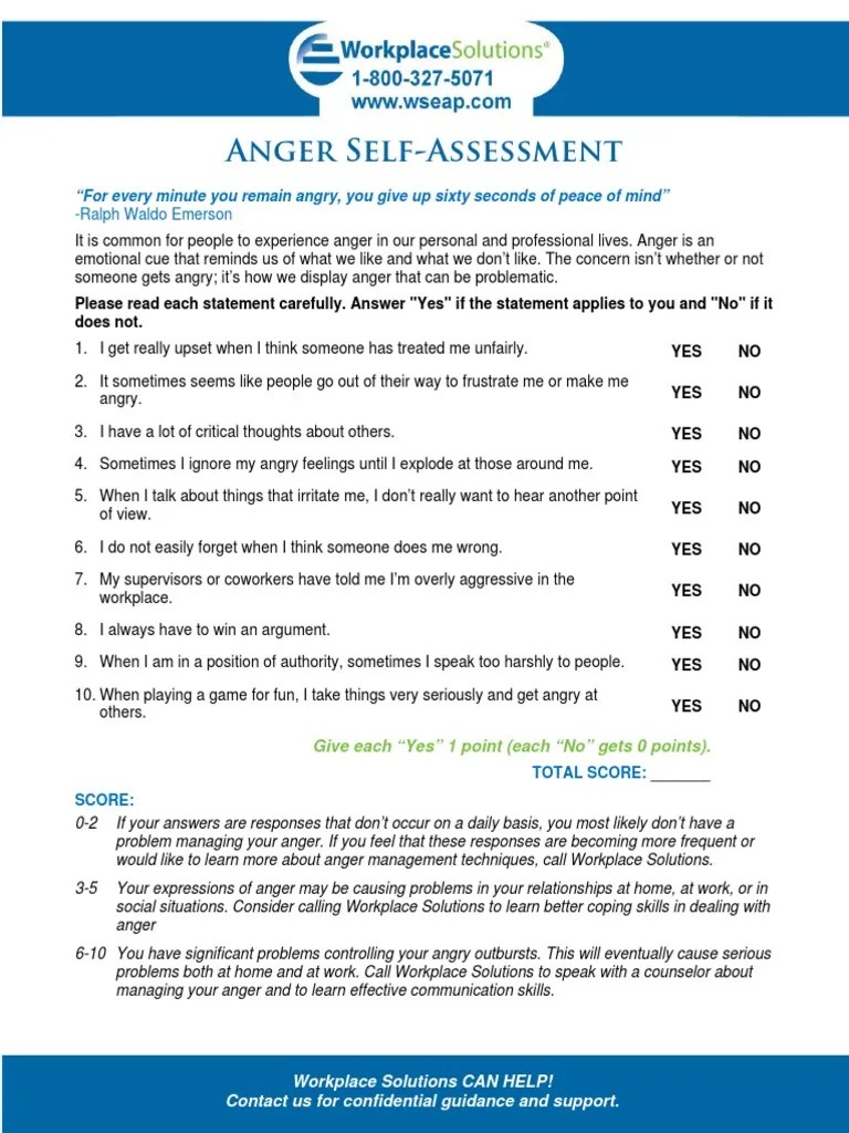 Self-Assessment Anger PDF | PDF | Anger | Action (Philosophy)