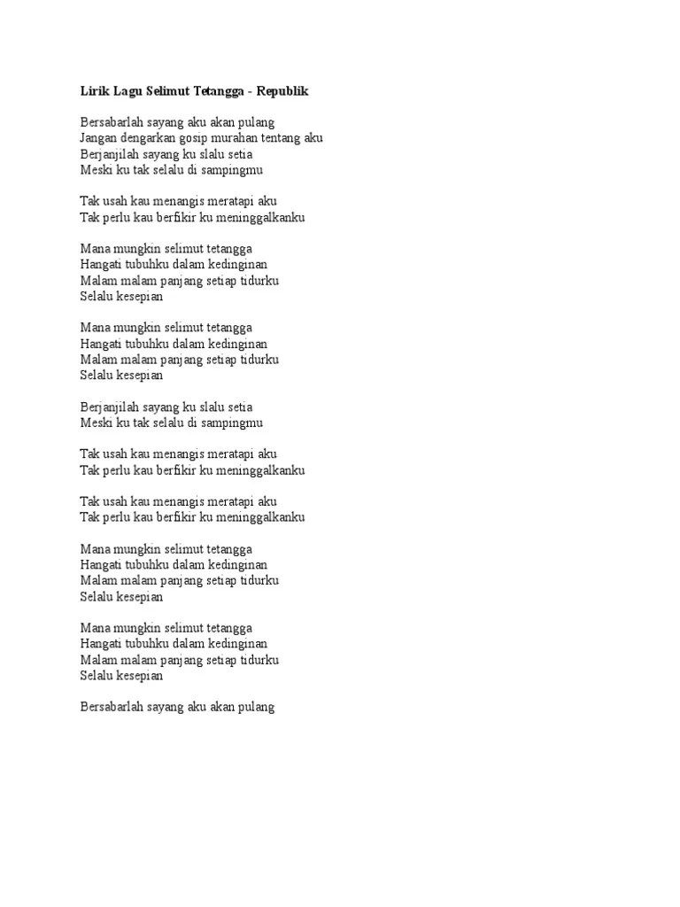 Lirik Lagu Selimut Tetangga | PDF