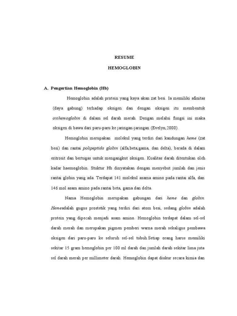 Resume Hemoglobin | PDF