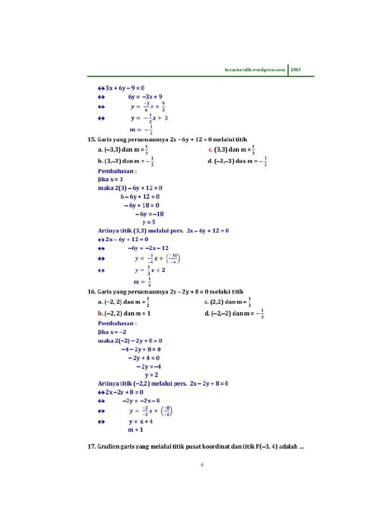 Tentukan Persamaan Garis Yang Melalui Titik | PDF