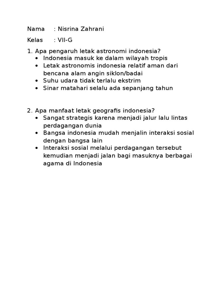 Letak Geografis Indonesia Sangat Strategis Karena Menjadi Jalur