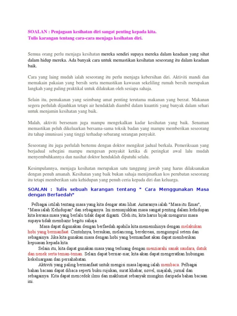Tajuk Karangan Tahun 4 / Contoh Karangan Upsr Bahasa Melayu Senarai Tahun 6