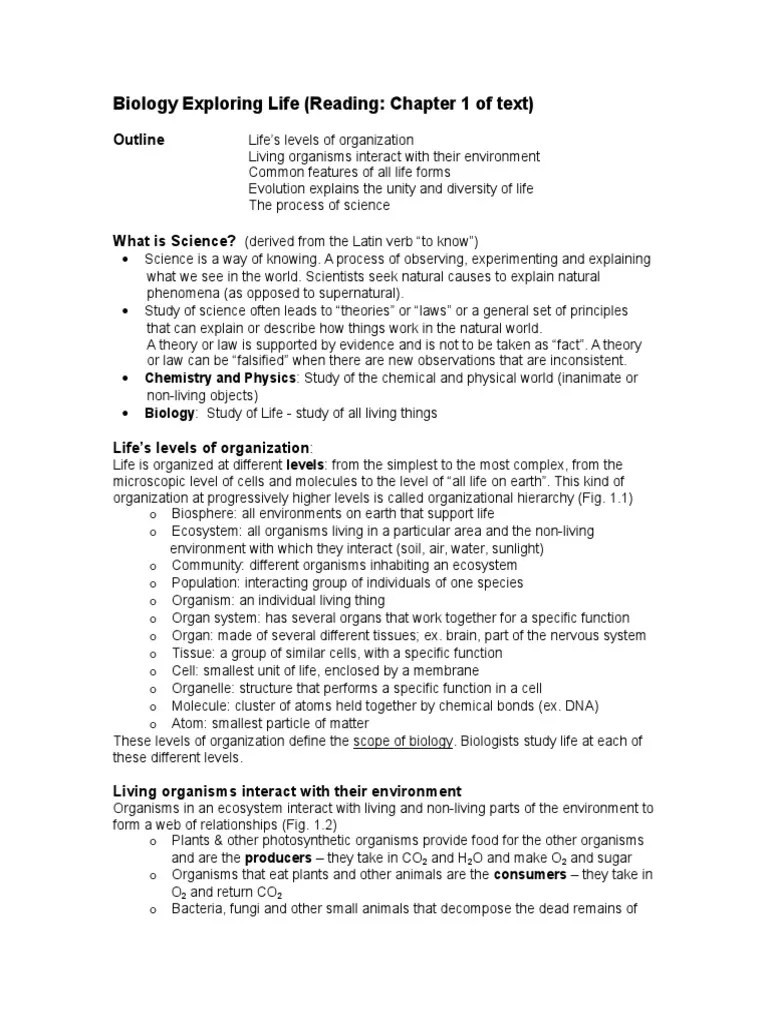 Chapter 1 Biology Exploring Life | PDF | Life | Organisms