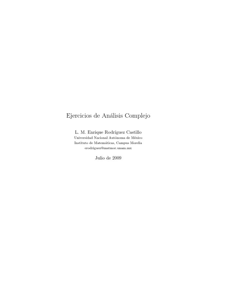 Ejercicios De Análisis Complejo | PDF | Análisis Complejo | Análisis Real