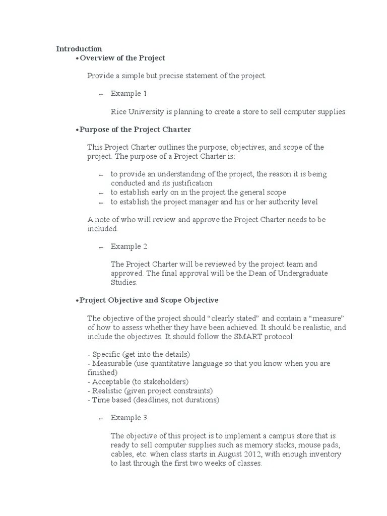 Project Charter Example | PDF | Procurement | Business