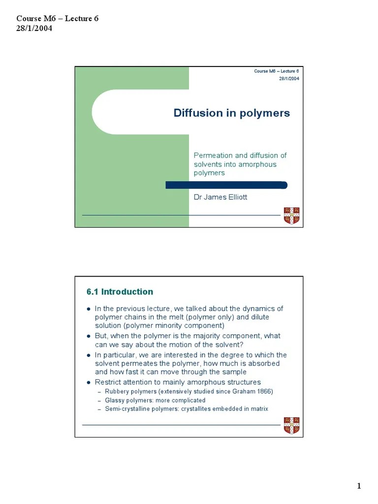 Solution-diffusion Model | Diffusion | Polymers