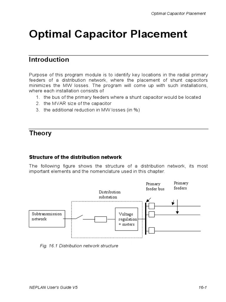 Optimal Capacitor Placement Ac Power Capacitor