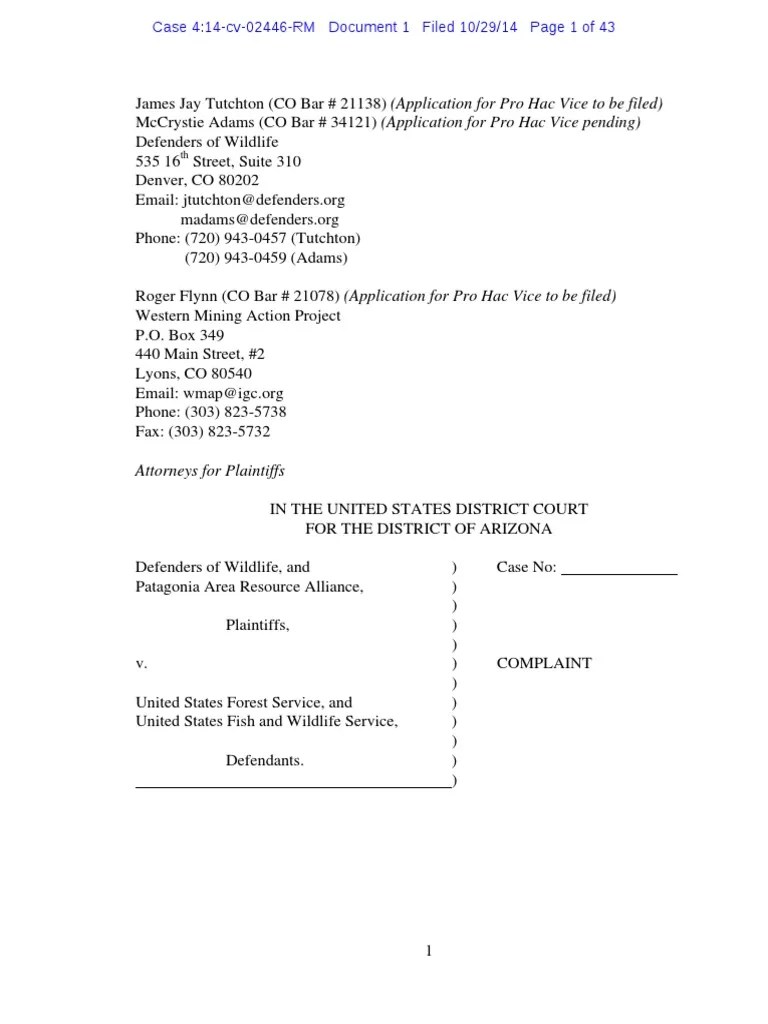 Defenders Of Wildlife V. USFS | PDF | Endangered Species Act Of 1973 | National Environmental ...