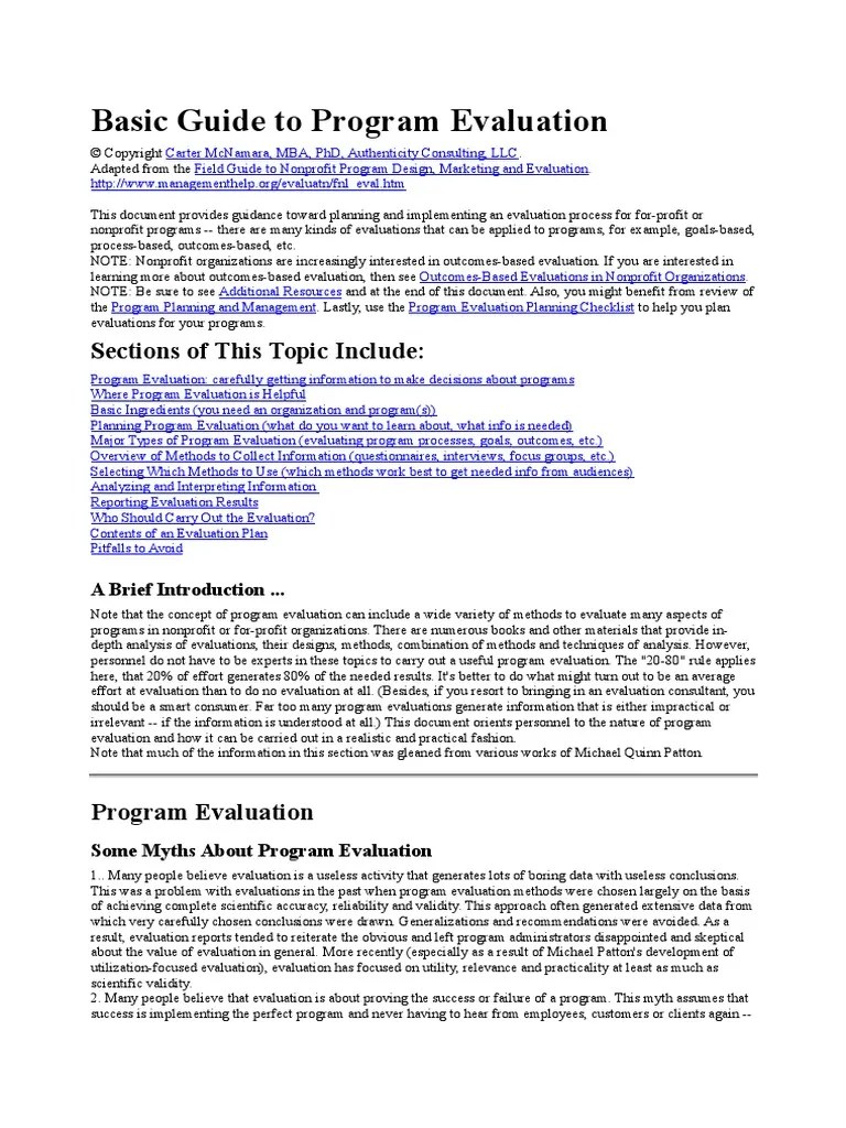 Basic Guide Program Evaluation | PDF | Program Evaluation | Focus Group