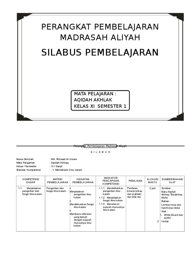Buku ilmu kalam kelas x xi xii kurikulum 2013 e books download. S I L A B U S Kelas Xi Pdf