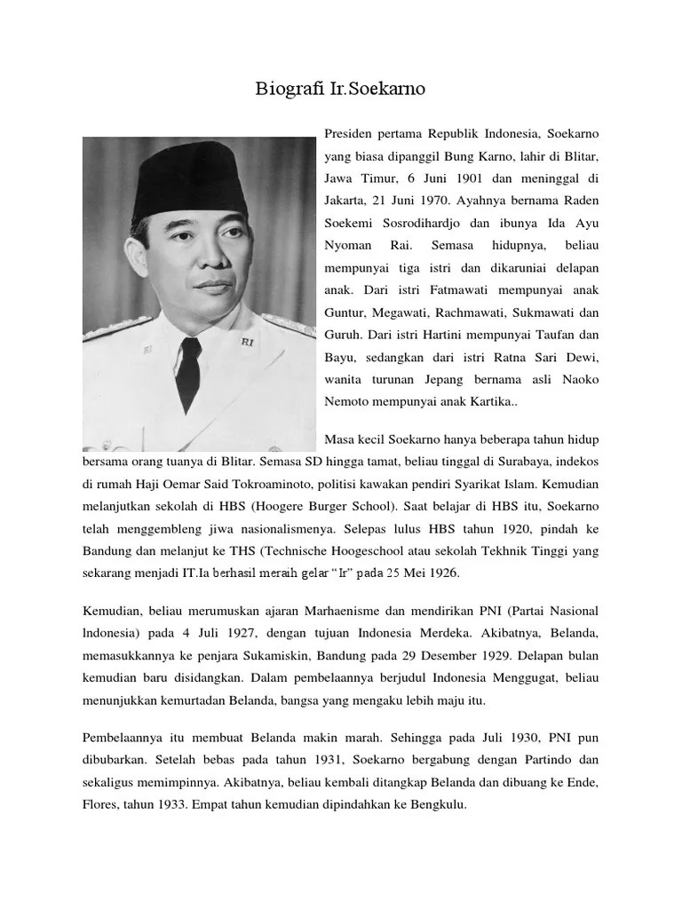 Contoh Biografi Soekarno Dalam Bahasa Inggris Barisan Contoh Cute766