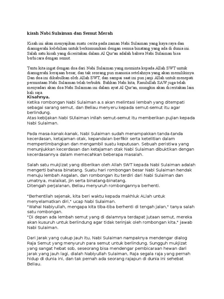 Kisah Nabi Sulaiman Dan Semut Merah | PDF