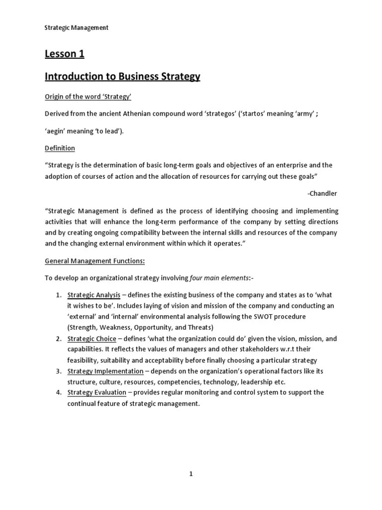 Introduction To Business Strategy | PDF | Strategic Management ...