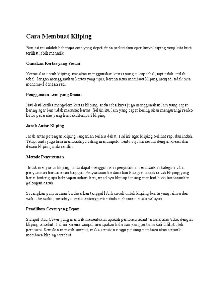 Kata pengantar kliping · 3. Cara Membuat Kliping Pdf