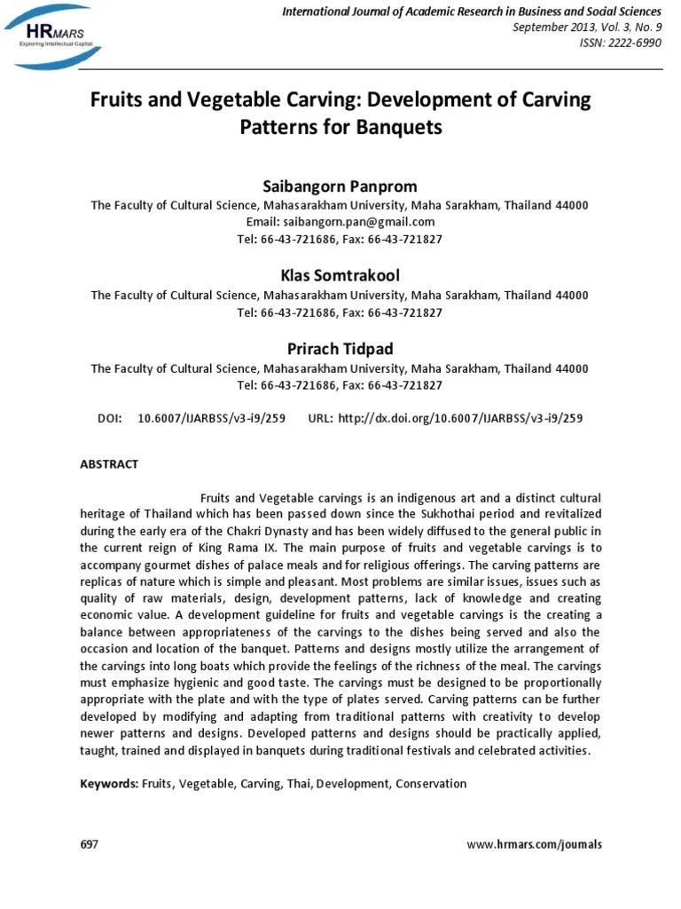 Fruits And Vegetable Carving Development Of Carving Patterns For Banquets | PDF | Thailand ...