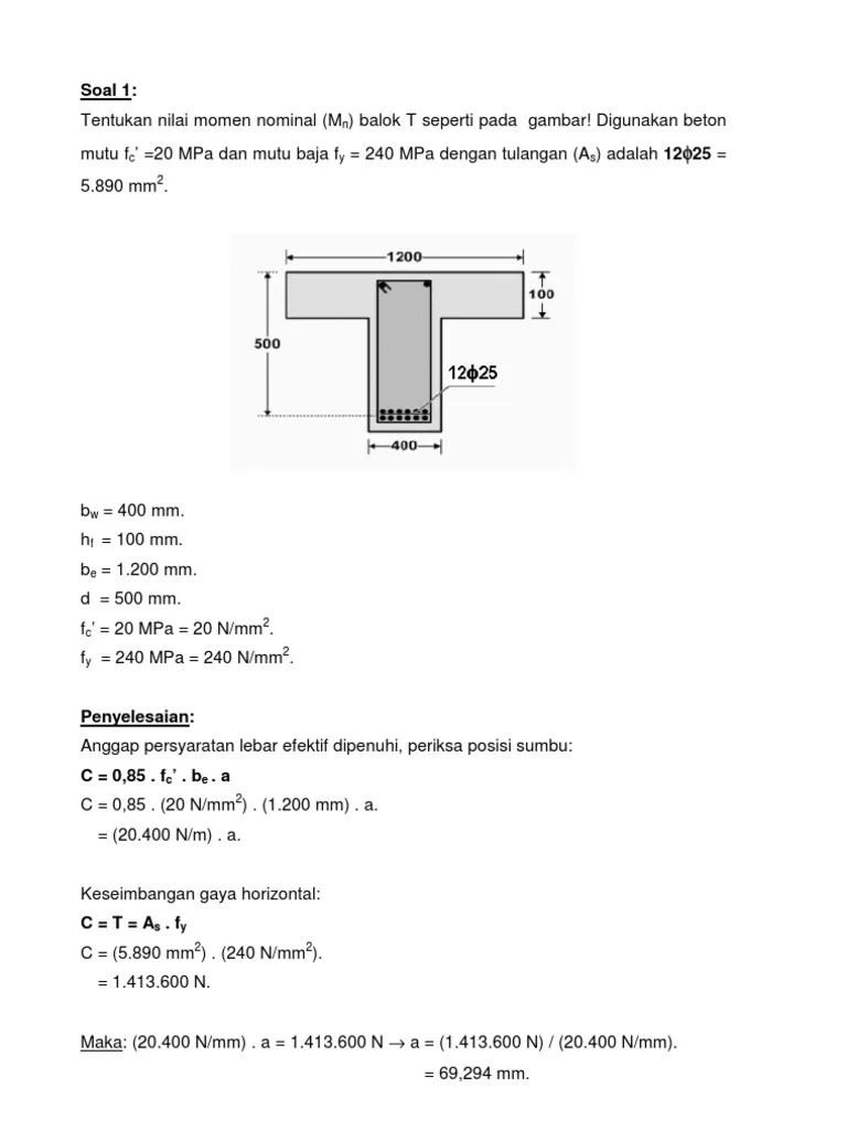 Xls contoh soal beton prategang yohanes utomo academia edu. Contoh Soal Diagram Gaya Geser Dan Momen Lentur