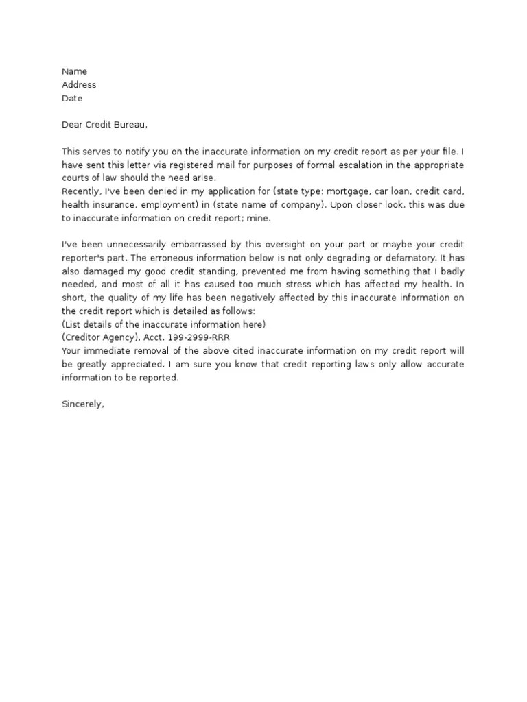 Credit Dispute Letters | PDF | Law