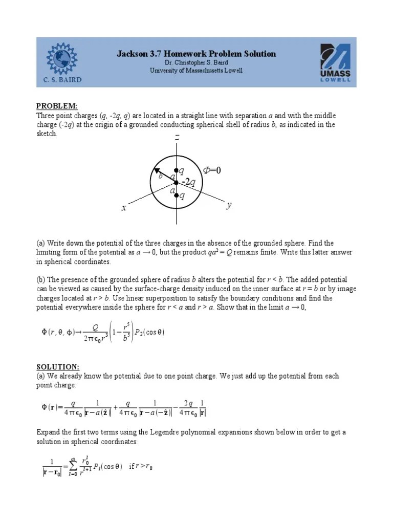 Jackson 3 7 Homework Solution | PDF | Physics | Mathematical Analysis