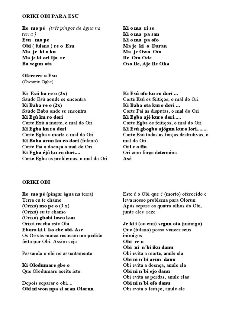 Oriki Ebo Ifa | Download Grátis PDF | Religião étnica | Santeria