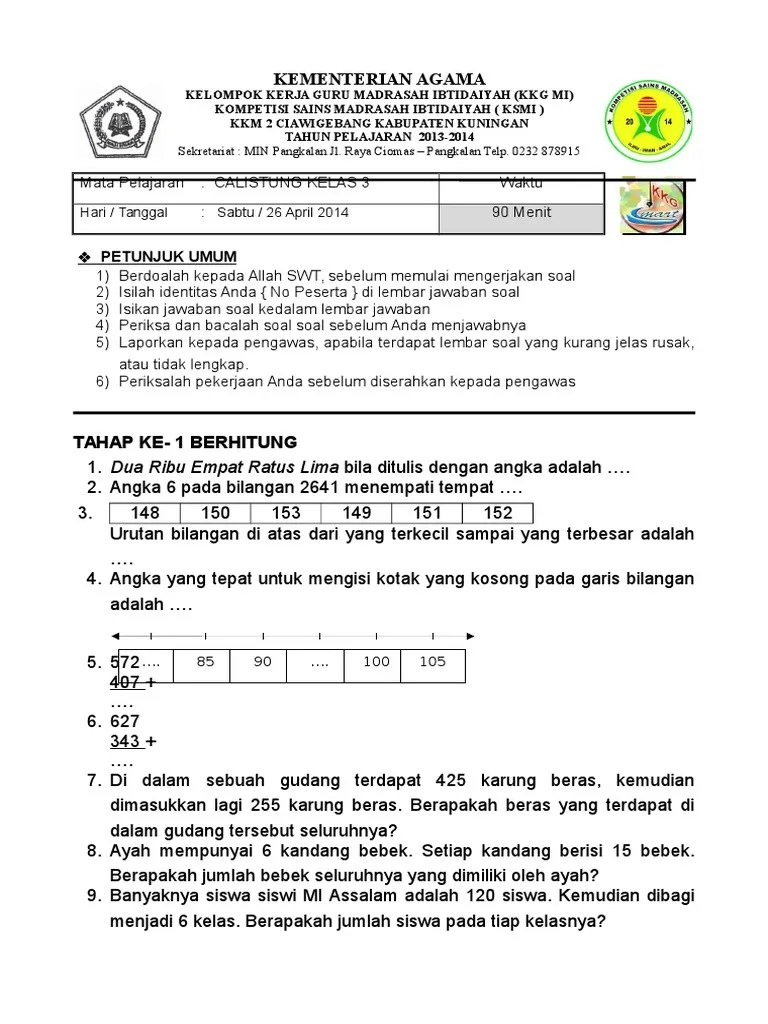 Disini aku mepostingkan download kumpulan soal lomba calistung sd lengkap 2020 yang sanggup diunduh dengan gampang dan gratis bagi bapak ibu guru dalam . Contoh Soal Calistung Sd Kelas 1 Soal Kelasmu