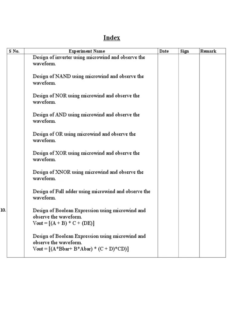 Vlsi Design Lab Manual | PDF | Logic Gate | Digital Electronics