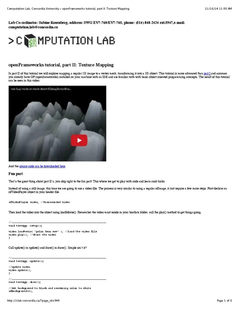Computation Lab, Concordia University OpenFrameworks Tutorial, Part II ...