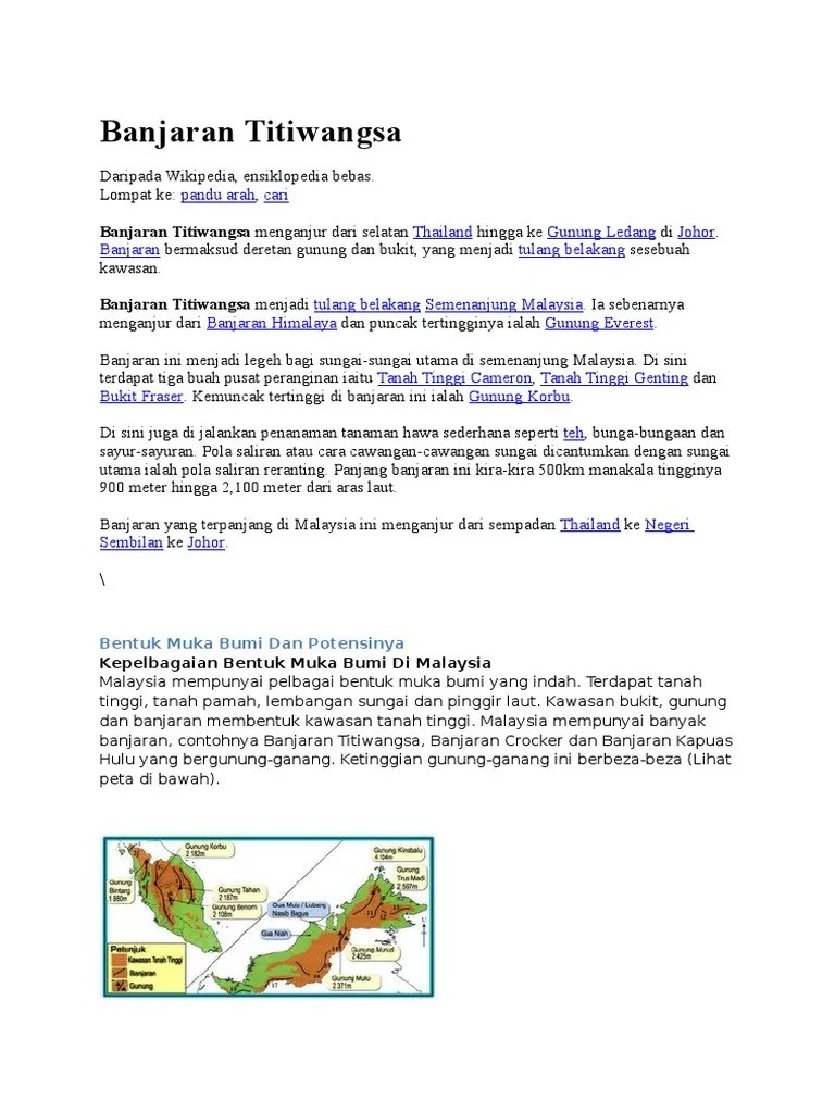 Sungai ini penting untuk navigasi pada zaman pertengahan, . Banjaran Titiwangsa Pdf