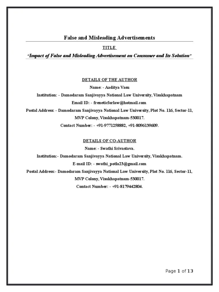 False And Misleading Advertisements | PDF