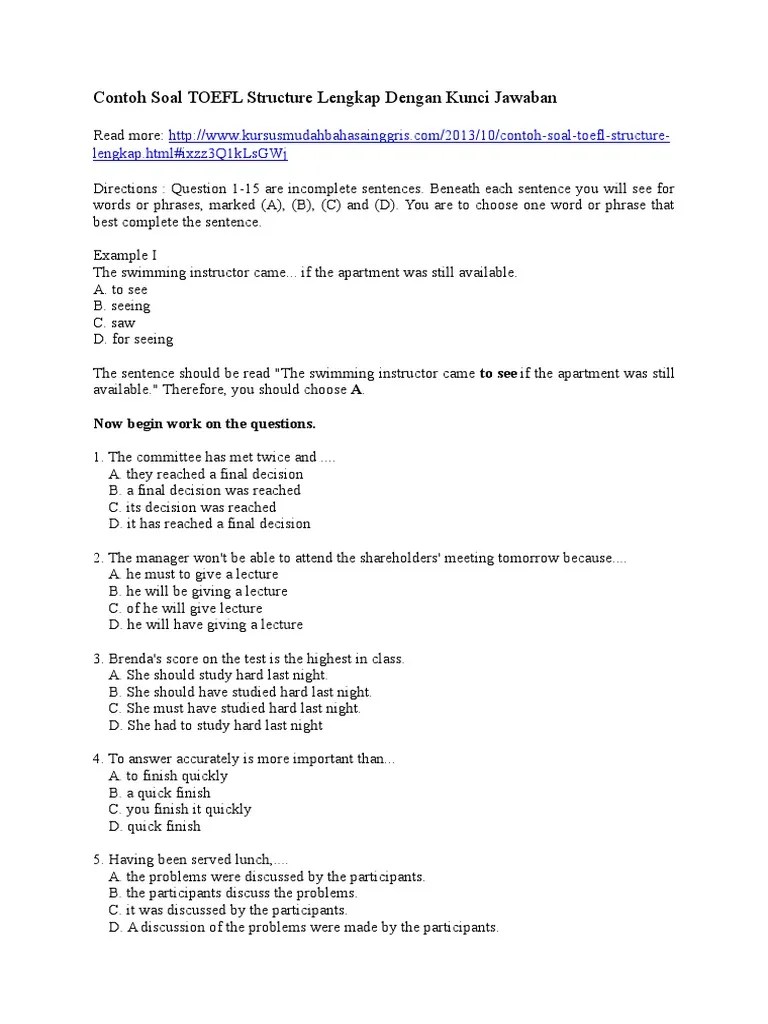 Trik Mengerjakan Contoh Soal Toefl Yang Mudah Diikuti Sekarang ayoo perhatikan contoh soal vocabulary test dibawah ini.