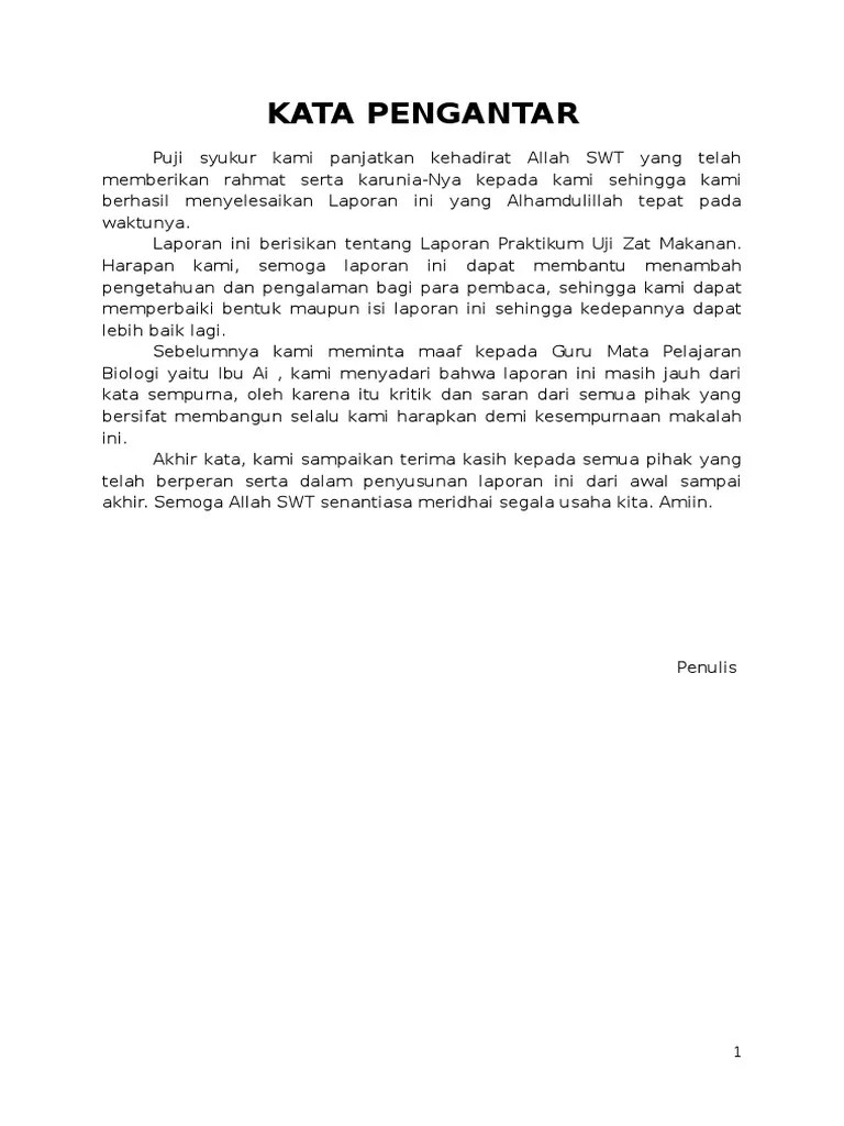 Siswa mengenai kerja enzim katalase dalam mengubah peroksida sebagai. Laporan Praktikum Biologi Uji Zat Makanan