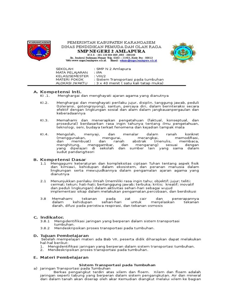 Bab 7 Sistem Transportasi Tumbuhan1 | PDF