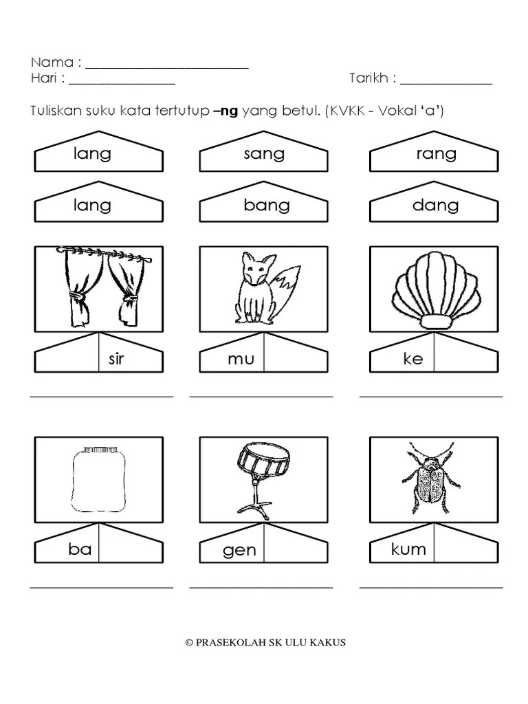 Cara mengeja dan membaca untuk. Menulis Perkataan Yang Mengandungi Suku Kata Tertutup Ng Pdf