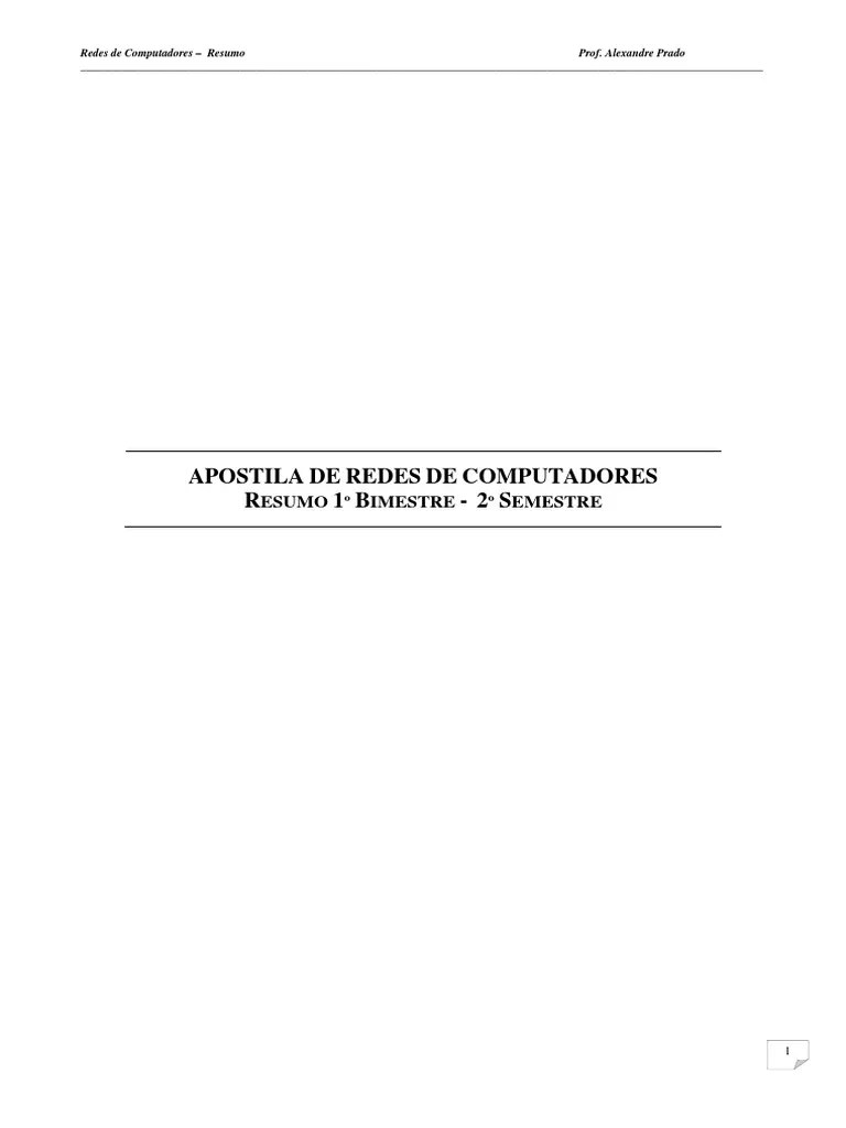 Apostila De Redes De Computadores PDF | PDF | Rede De Computadores ...