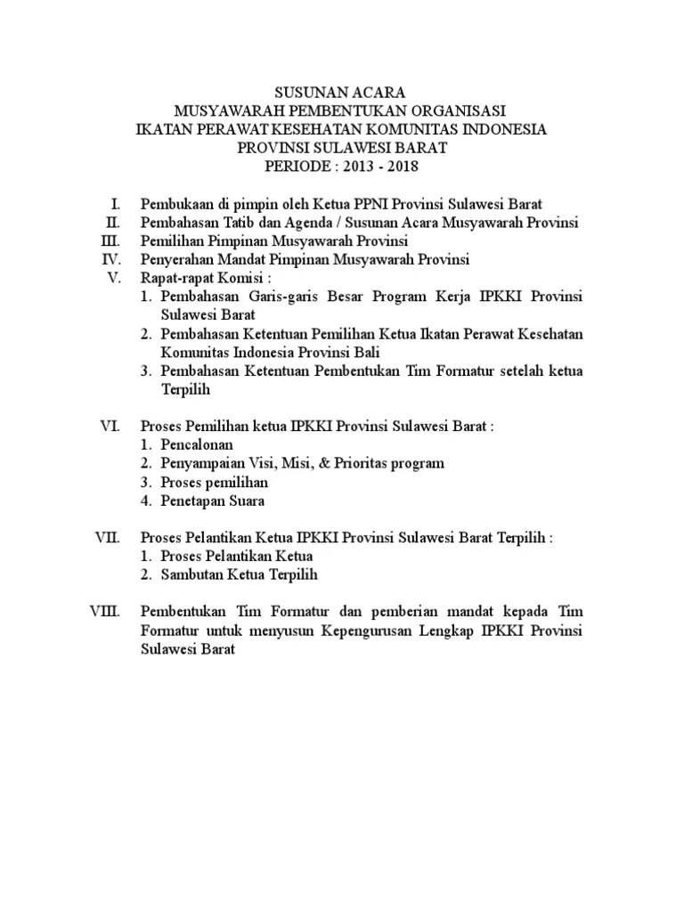 Susunan Acara Musprov Ipkki | PDF