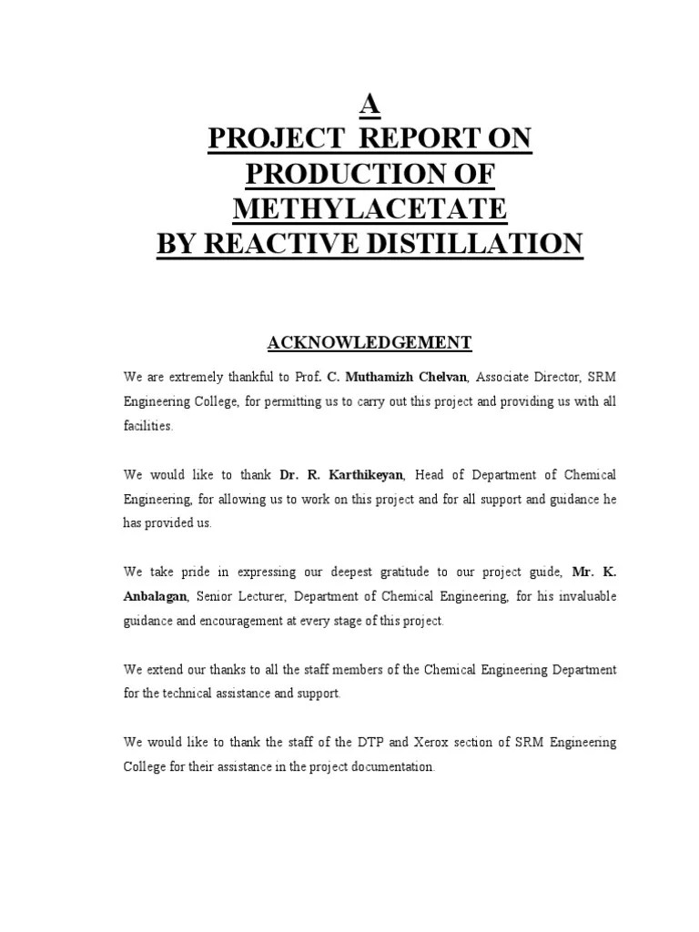 Production Of Methylacetate Ester Alcohol