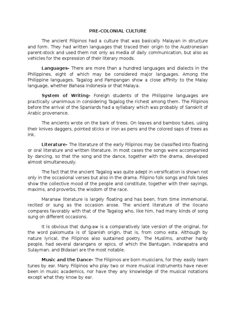 Pre Colonial | PDF | Tagalog Language | Philippines